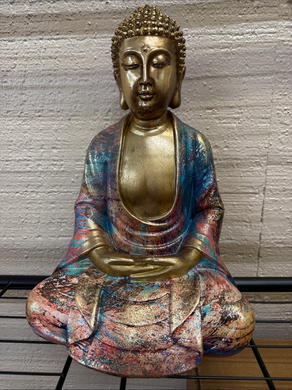 Gold Multicolor Seated Buddha Sculpture by